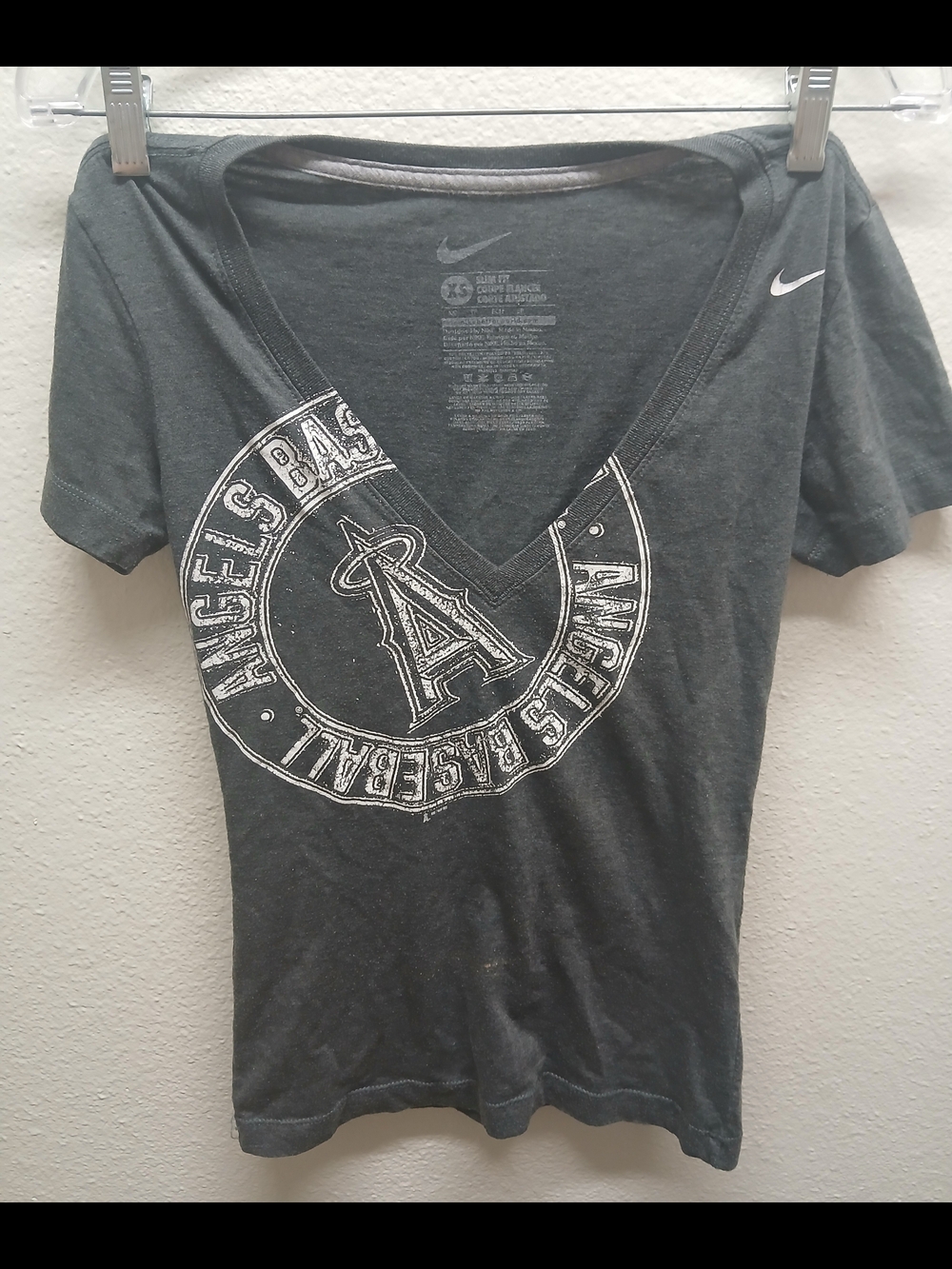 Nike Women's Los Angeles Angels Gray V-Neck Tee - Short Sleeve